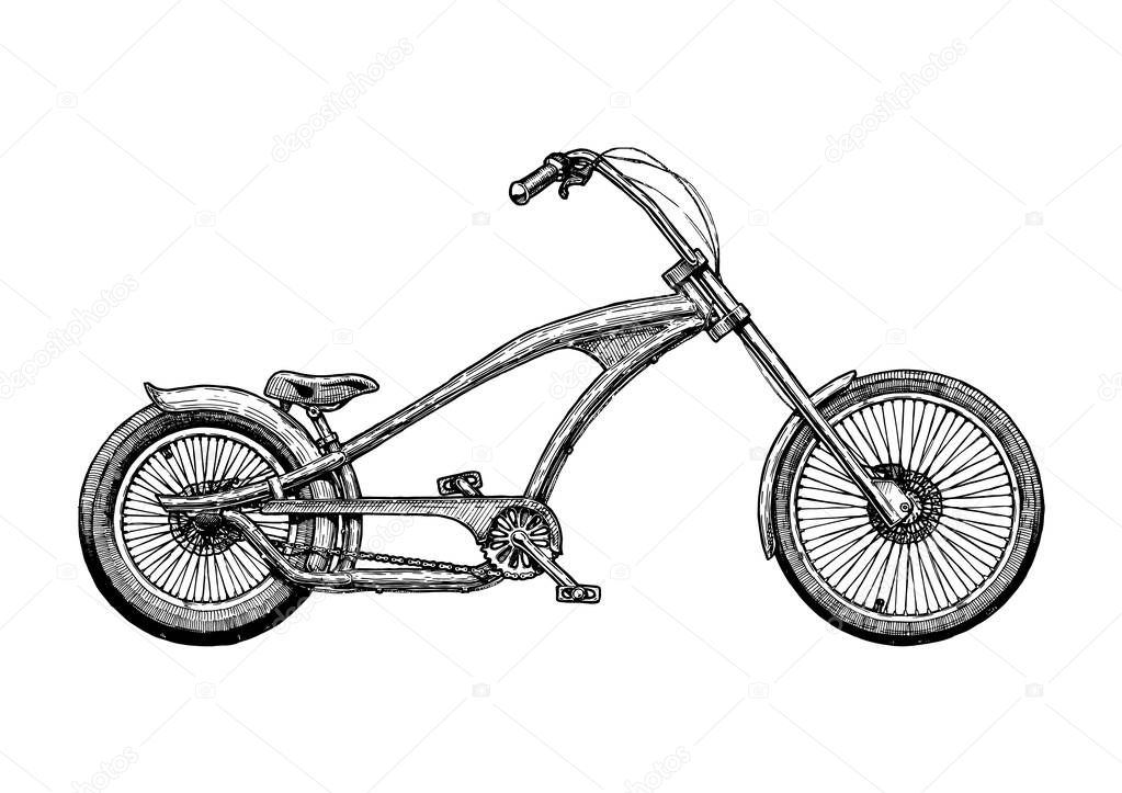 illustration of chopper bicycle