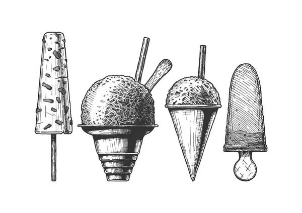 Набор замороженных десертов — стоковый вектор