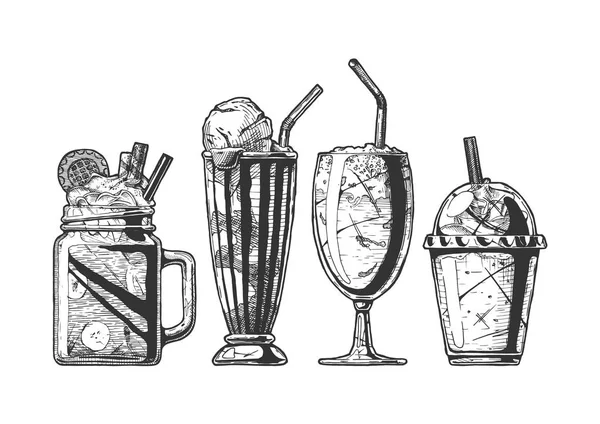 Set verschiedener Milchshakes — Stockvektor