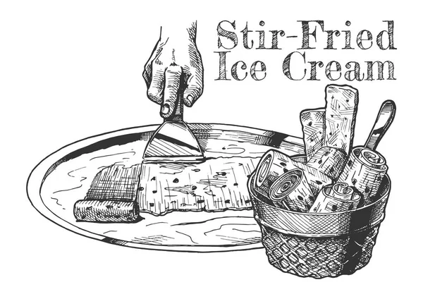 Жареное мороженое — стоковый вектор