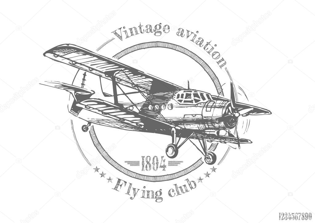 illustration of vintage Biplane