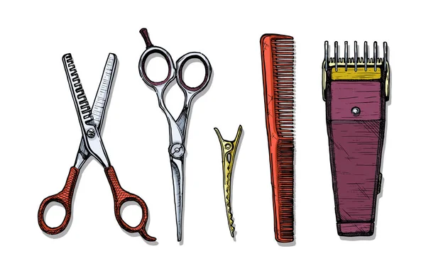 Set of hairdressers tools. — Stock Vector