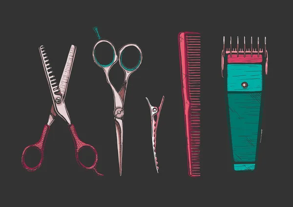 Набор инструментов для парикмахеров . — стоковый вектор