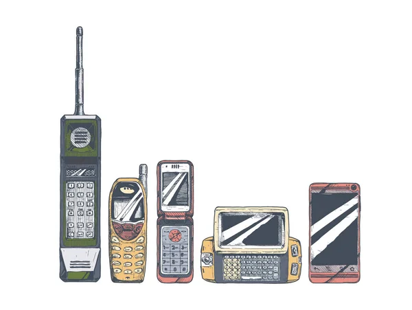 Evolución del conjunto de teléfonos móviles — Vector de stock