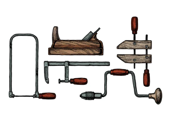 Illustration av verktyg för träbearbetning — Stock vektor