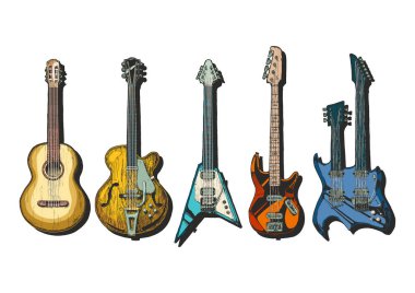 akustik ve elektro gitar seti