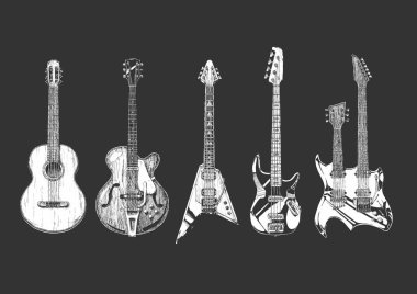 akustik ve elektro gitar seti