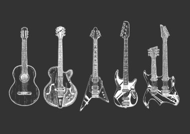 akustik ve elektro gitar seti