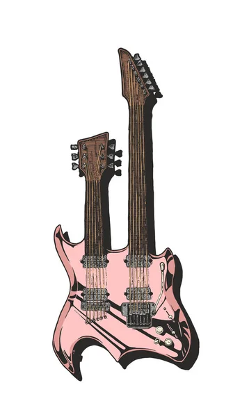 Guitarra de cuello doble — Vector de stock