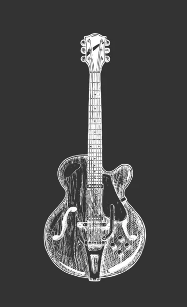 Guitare semi-acoustique . — Image vectorielle