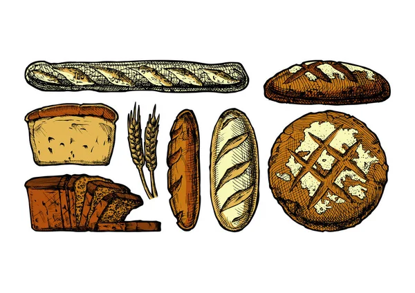 Set con productos de panadería — Vector de stock