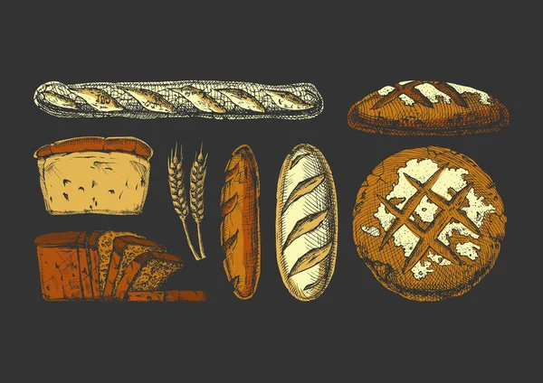 Set met bakkerijproducten. — Stockvector