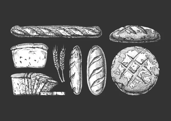 Set met bakkerijproducten. — Stockvector