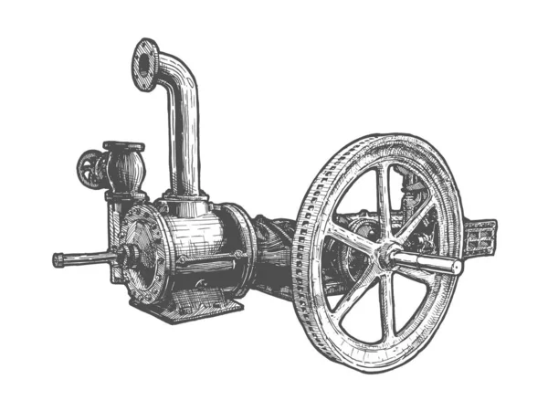 Flywheel Steam Engine — Stock Vector