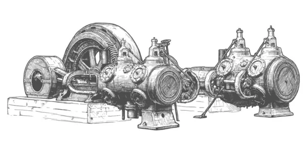 Motor de vapor estacionario — Vector de stock