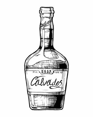 Bir şişe Calvados. 
