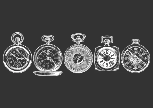 Conjunto de relojes de bolsillo — Archivo Imágenes Vectoriales