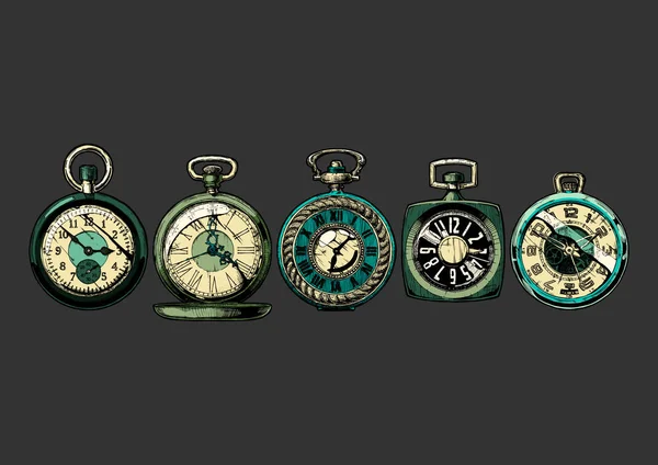 Set di orologi da tasca — Vettoriale Stock