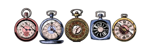 Set di orologi da tasca — Vettoriale Stock