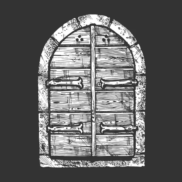 Középkorú vintage ajtó — Stock Vector