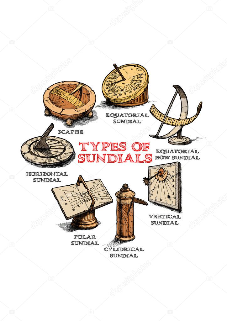 Set of different sundials.