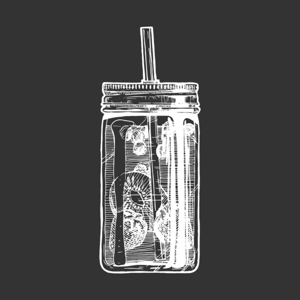Διάνυσμα Χέρι Ζωγραφισμένα Εικόνα Του Κοκτέιλ Λεμονάδα Βάζο Πόσιμο Απομονωμένα — Διανυσματικό Αρχείο