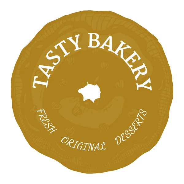 Lekkere Bakkerij Vintage Label Verse Originele Desserts Logotype Ronde Zoete — Stockvector