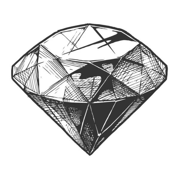 Vektorová Ručně Kreslená Ilustrace Diamantu Starobylém Rytém Stylu Izolováno Bílém — Stockový vektor