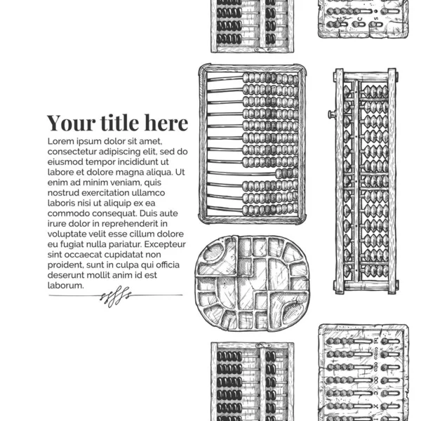 Modelo Gravura Vintage Vetorial Com Diferentes Abacus Listra Padrão Sem — Vetor de Stock