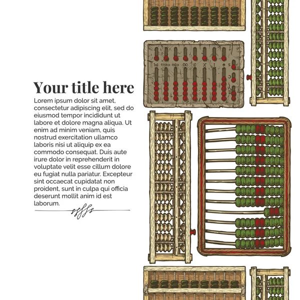 Plantilla Grabado Vintage Vectorial Con Diferentes Abacus Raya Patrón Sin — Vector de stock