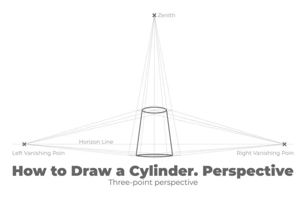チュートリアルシリンダーの描き方 三点の視点 — ストックベクタ