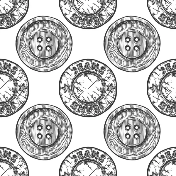 Безшовний Візерунок Іншою Швейною Кнопкою Векторні Ілюстрації Вінтажному Гравірованому Стилі — стоковий вектор