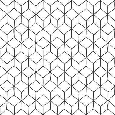 Vector hand drawn illustration of rhombille tiling. Seamless pattern. clipart