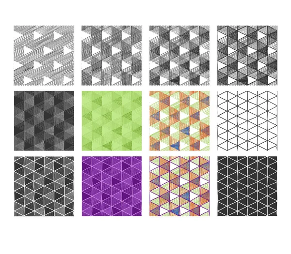 Ensemble Motifs Sans Couture Avec Illusion Optique Necker Cube — Image vectorielle