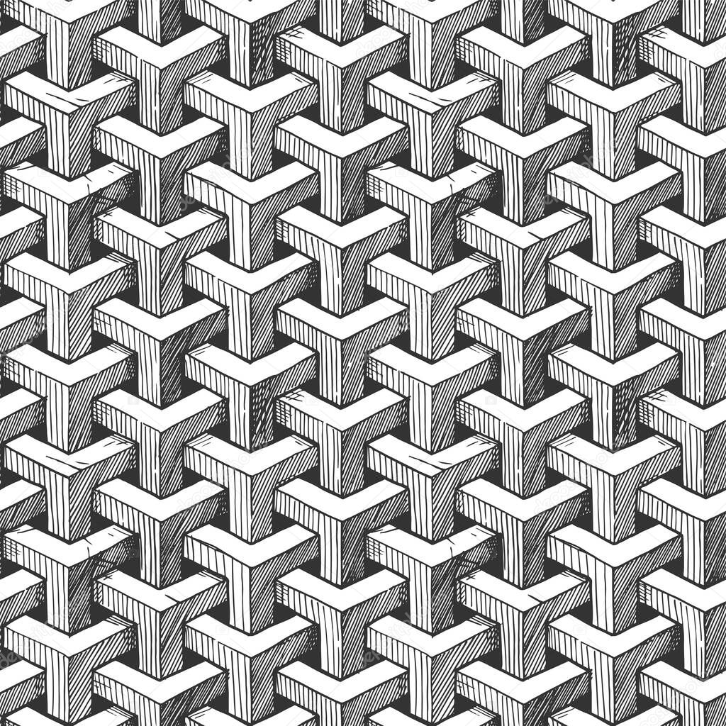 Seamless pattern with optical illusion element.