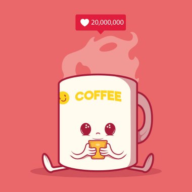 Kahve fincanı pazartesi vektör illüstrasyonunu seviyor. Motivasyon, ilham tasarım kavramı