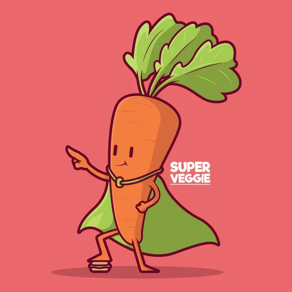 Super Cenoura Ilustração Vetorial Alimentos Saudáveis Orgânico Conceito Design Vegetal —  Vetores de Stock