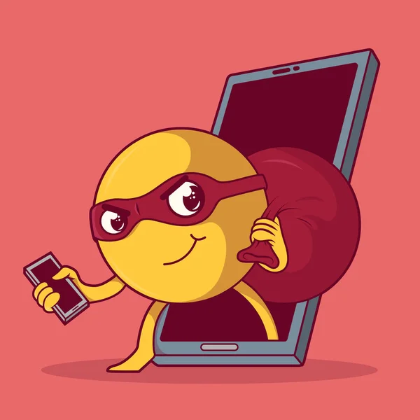 Ilustración Vectorial Emoji Ladrón Piratería Hacker Concepto Diseño Emoji — Vector de stock