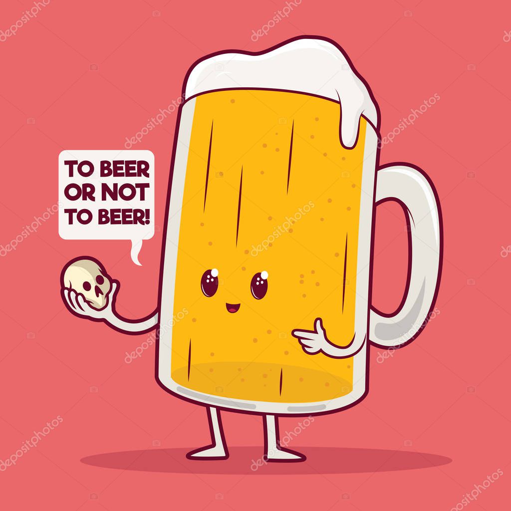 Beer mug holding a skull vector illustration. Bar, drinks, weekend, social design concept