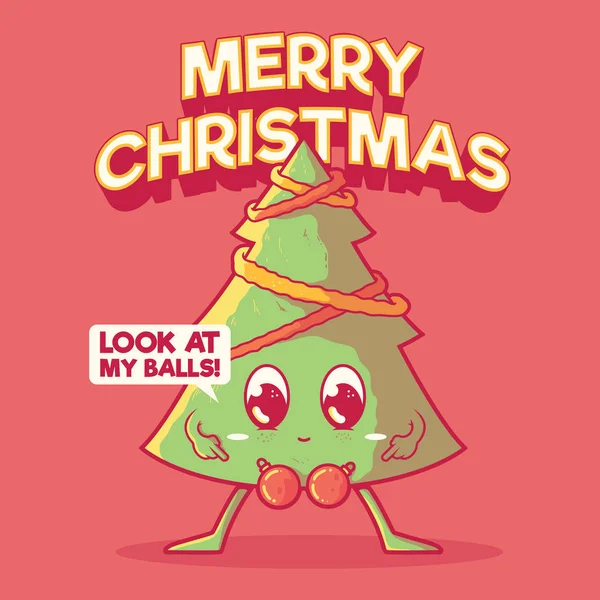 Funny Christmas Tree Vector Illustration Holiday Christmas Festive Design Concept — Stock Vector