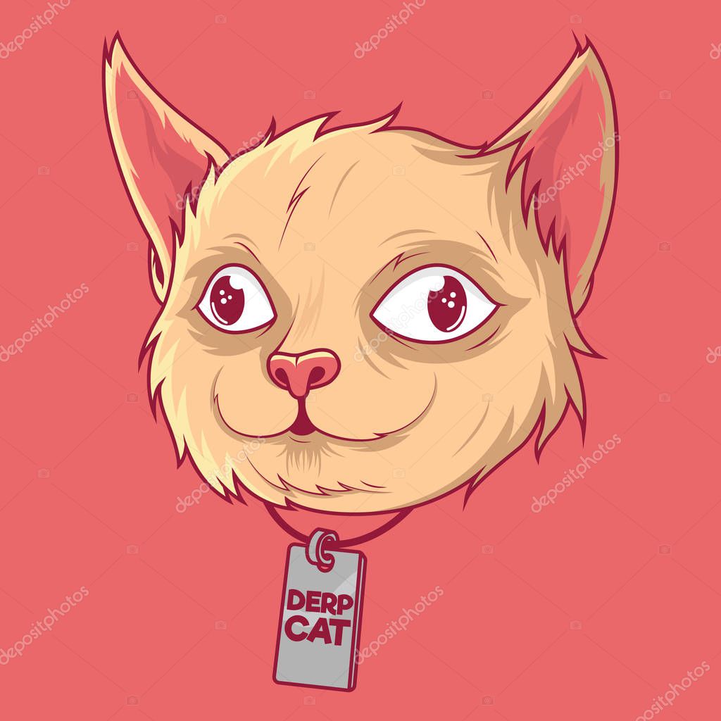 Cat face vector illustration. Meme, funny, pet, animal design concept