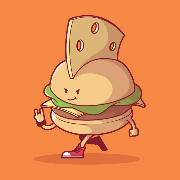Illustration Vectorielle Burger Punk Fast Food Musique Concept Design Publicitaire — Image vectorielle