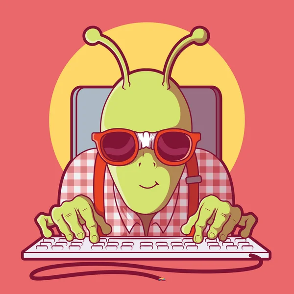 Alien Vestido Como Una Ilustración Vectorial Nerd Cyberspace Tecnología Extranjero — Archivo Imágenes Vectoriales