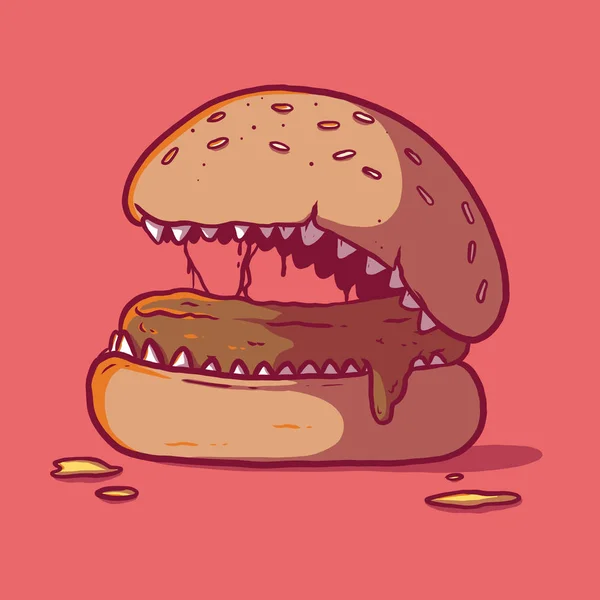 Zombie Burger Vector Illustration Food Fast Food Monster Advertising Brand — Stock Vector