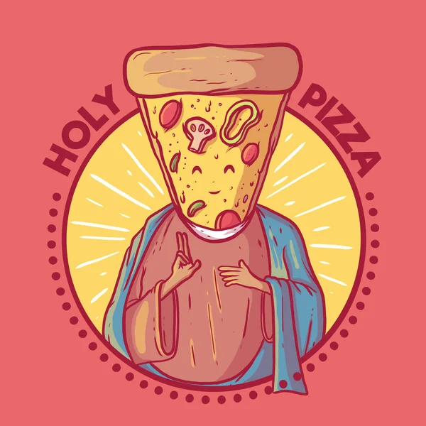 Kutsal pizza vektör illüstrasyonu. Yiyecek, fast food, restoran, reklam, pazarlama tasarım konsepti