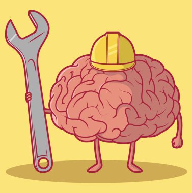 Worker Brain vektör çizimi. Kişisel Büyüme konsepti tasarımı