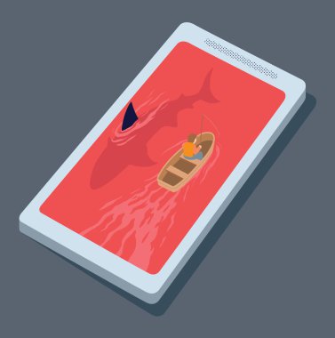 Yırtıcılar internet vektör illüstrasyonu. İnternet tasarım kavramına göz at