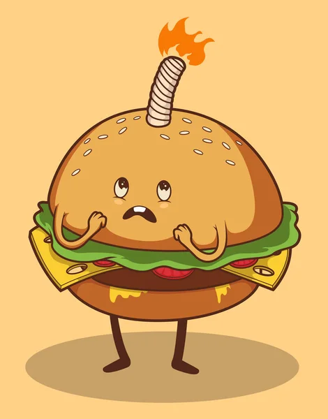 Burger Bomb Vektör Çizimi Fast Food Obesity Konsept Tasarımı — Stok Vektör