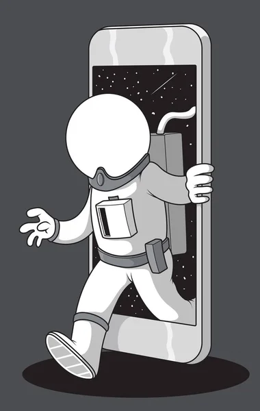 Astronauta Ilustración Del Vector Del Teléfono Concepto Diseño Exploración — Archivo Imágenes Vectoriales