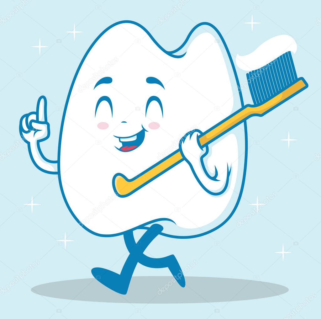 Tooth character vector illustration. Dental Health concept design